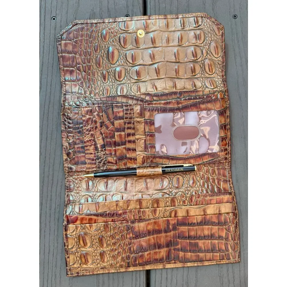 Brahmin Cordelia Pecan Melbourne Wallet With Brahmin Pen